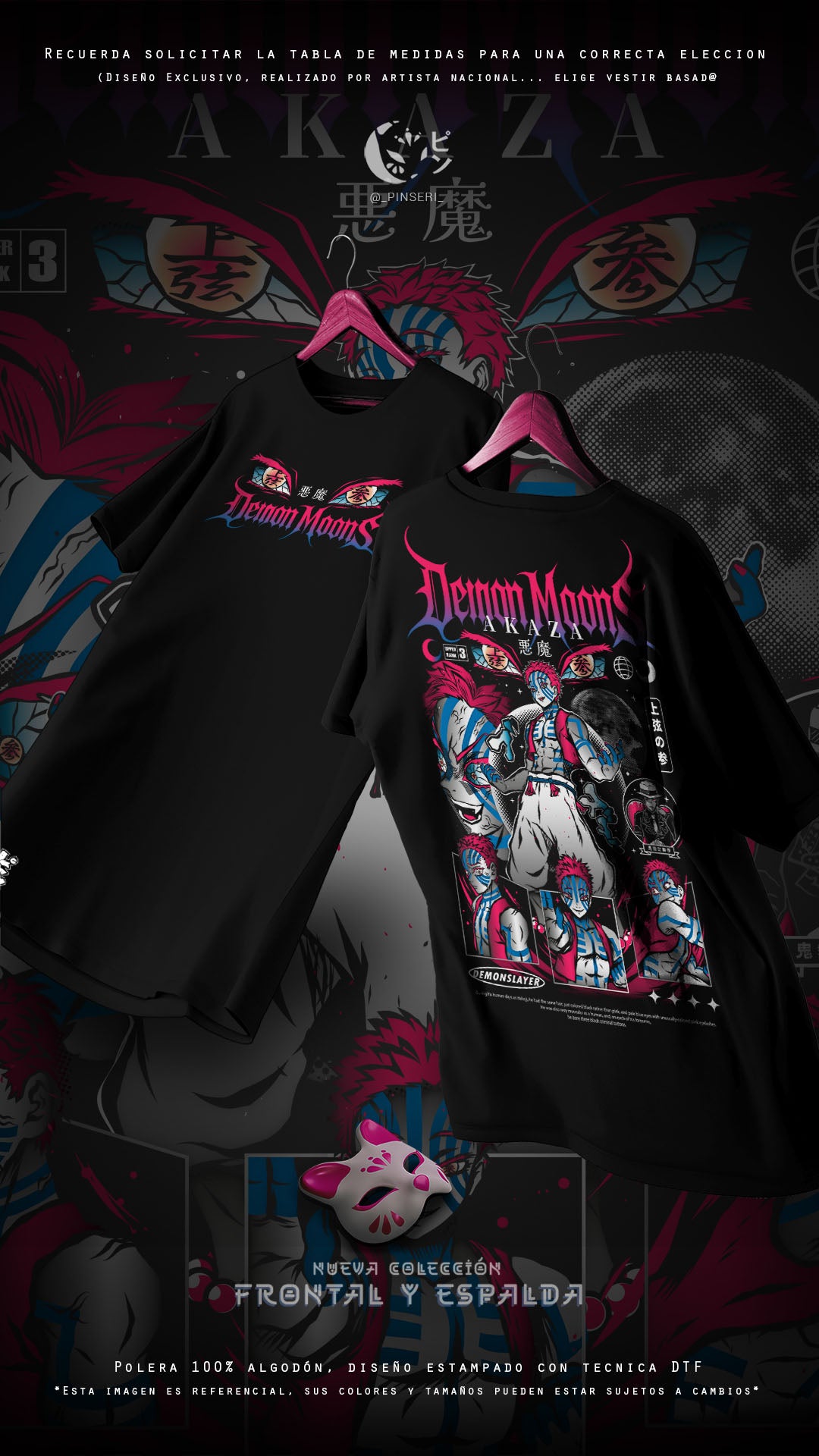 Diseño Akaza - Kimetsu no Yaiba Frontal y Espalda