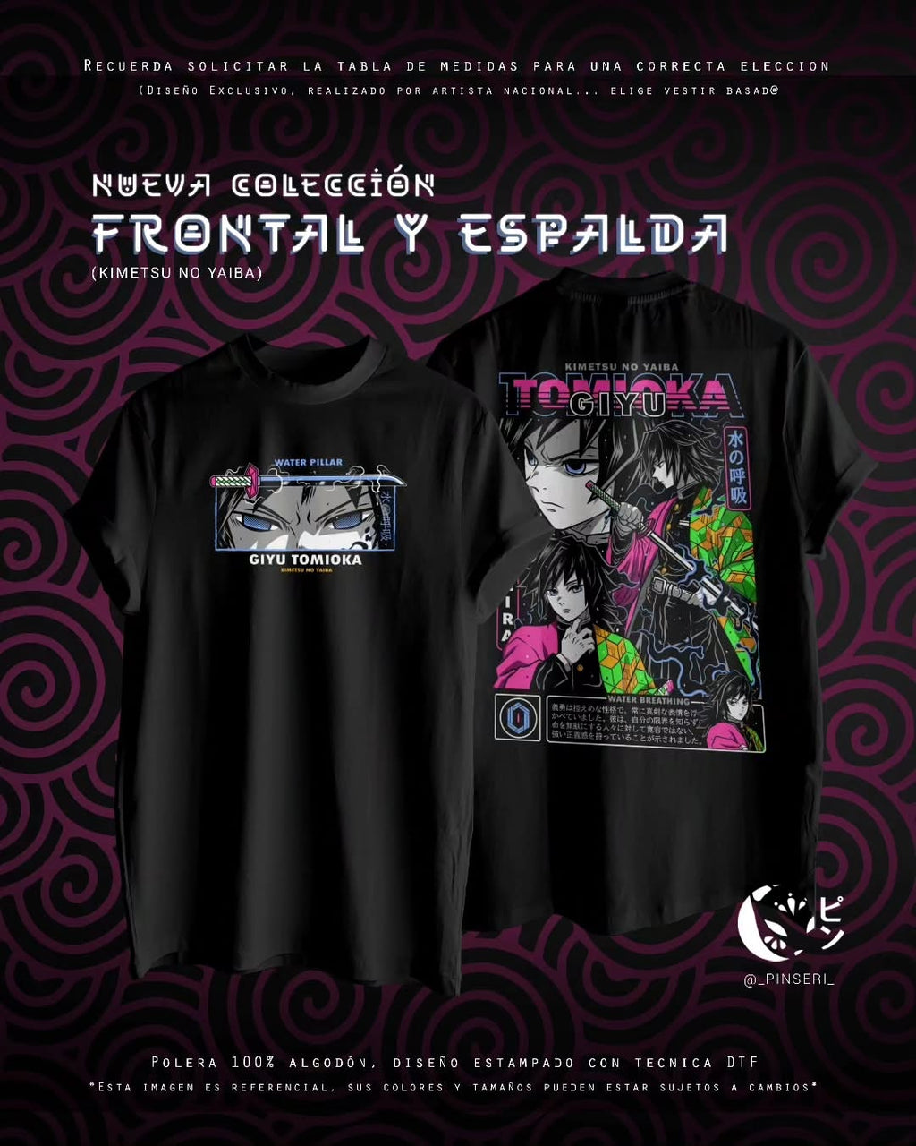Diseño Tomioka - Kimetsu no Yaiba Frontal y Espalda
