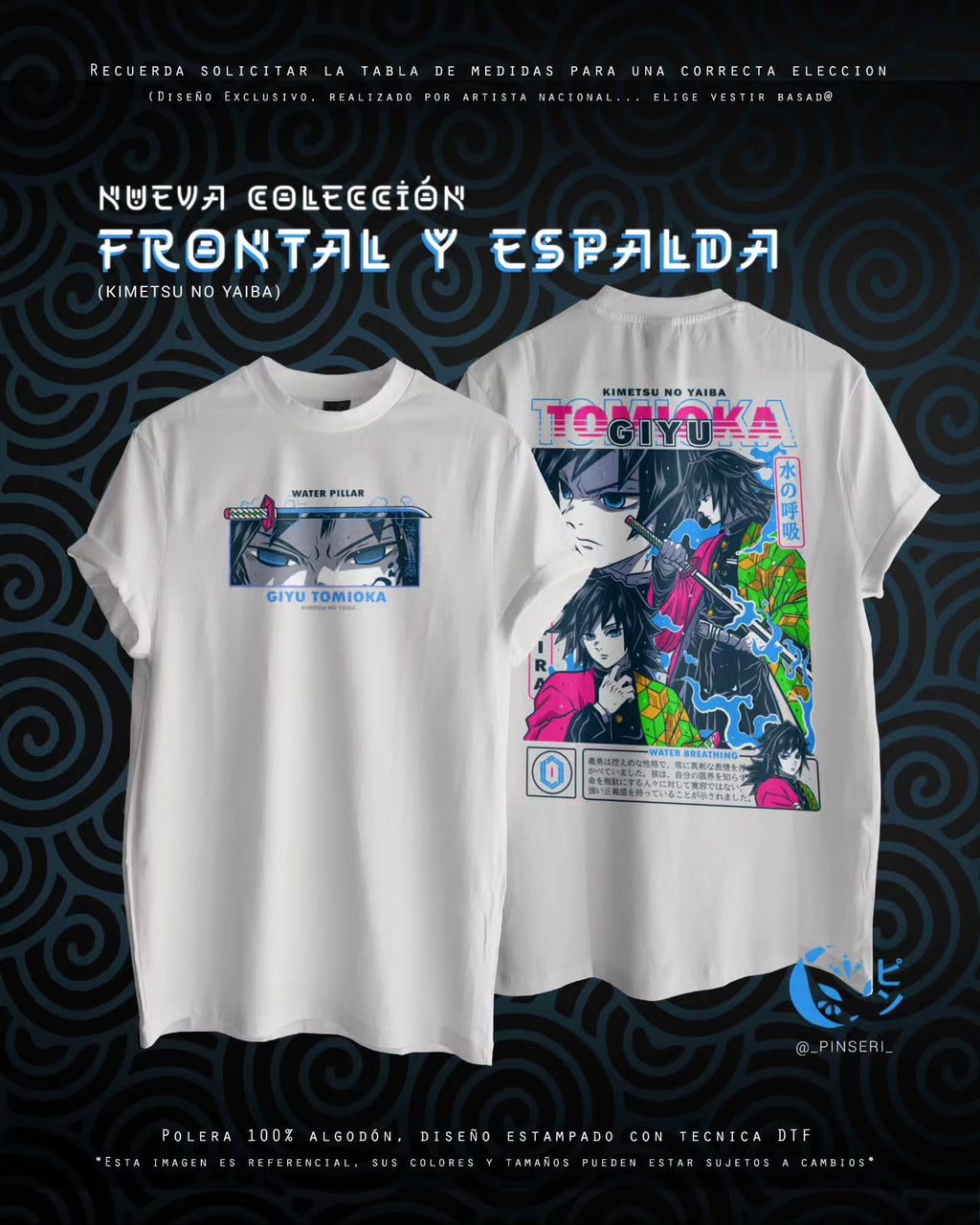 Diseño Tomioka - Kimetsu no Yaiba Frontal y Espalda