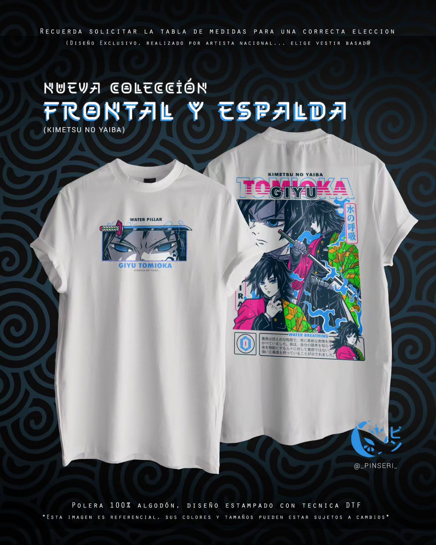 Diseño Tomioka - Kimetsu no Yaiba Frontal y Espalda