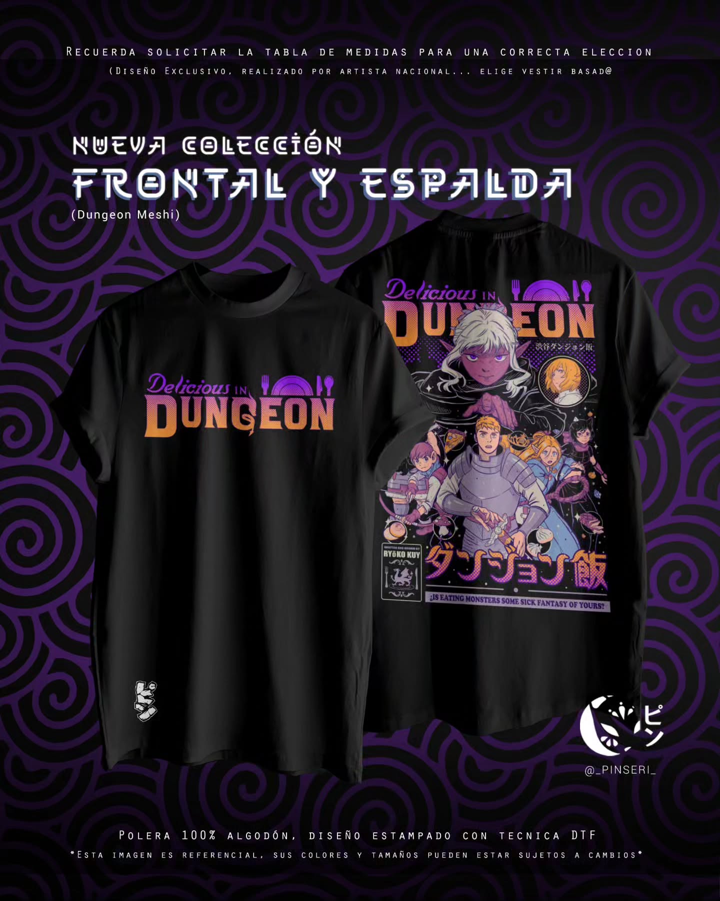 Diseño Tragones - Dungeon Meshi Frontal y Espalda