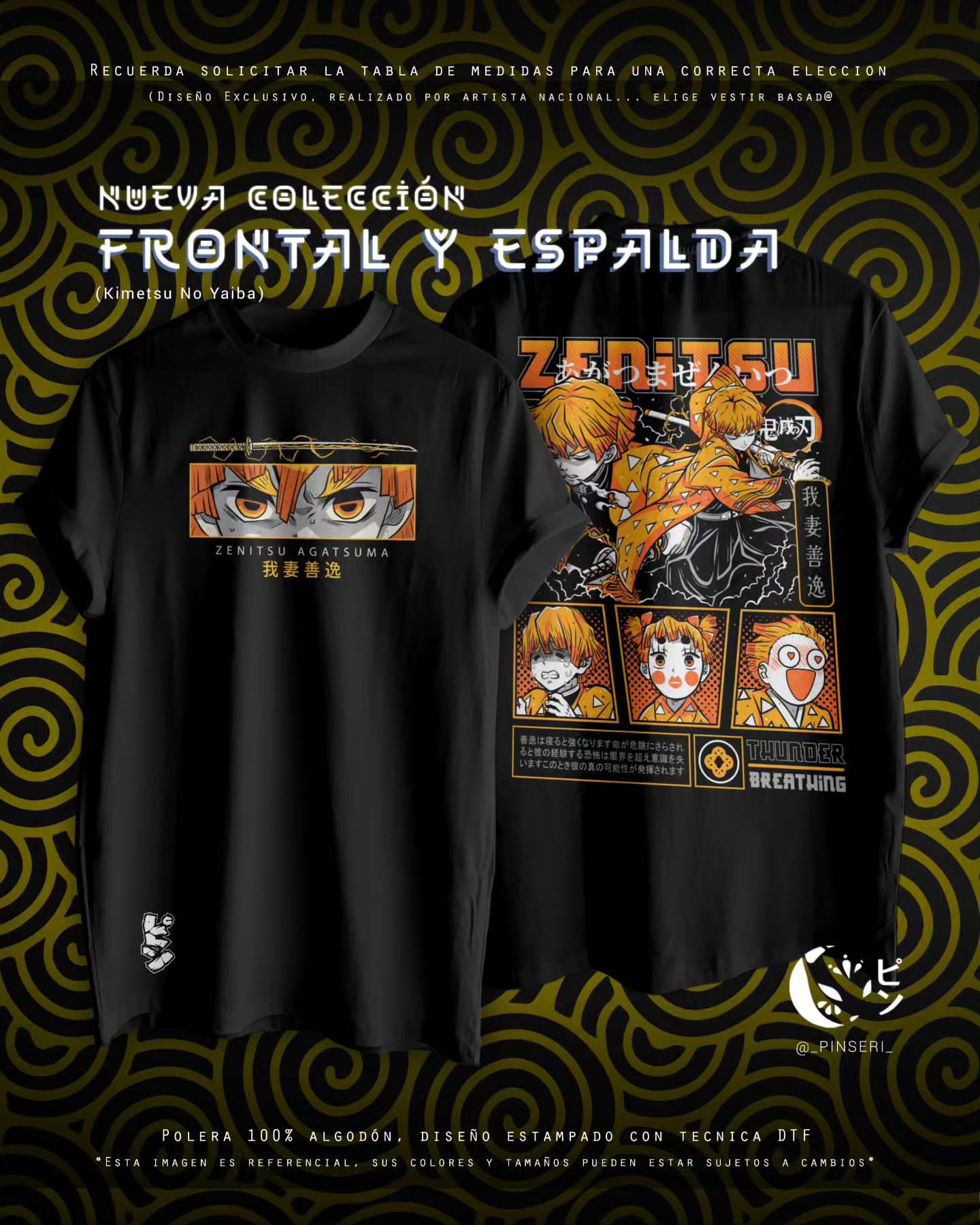 Diseño Zenitsu - Kimetsu no Yaiba Frontal y Espalda