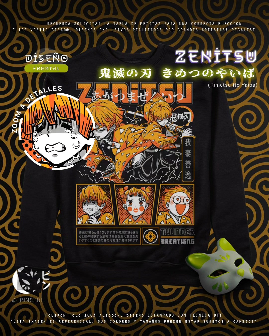Polo Diseño Zenitsu - Kimetsu no Yaiba Tradicional