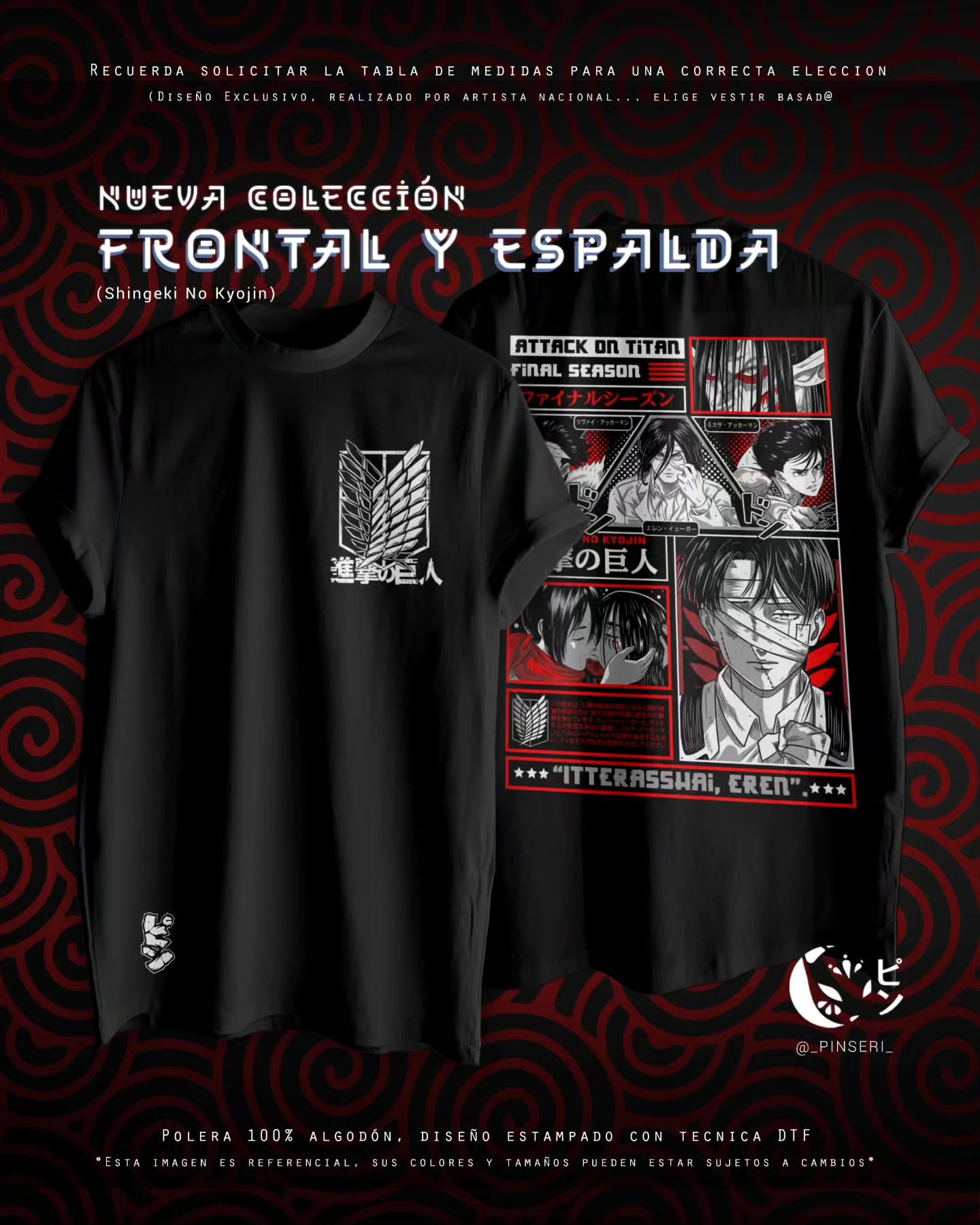 Diseño Itterasshai - Shingeki no Kyojin Frontal y Espalda