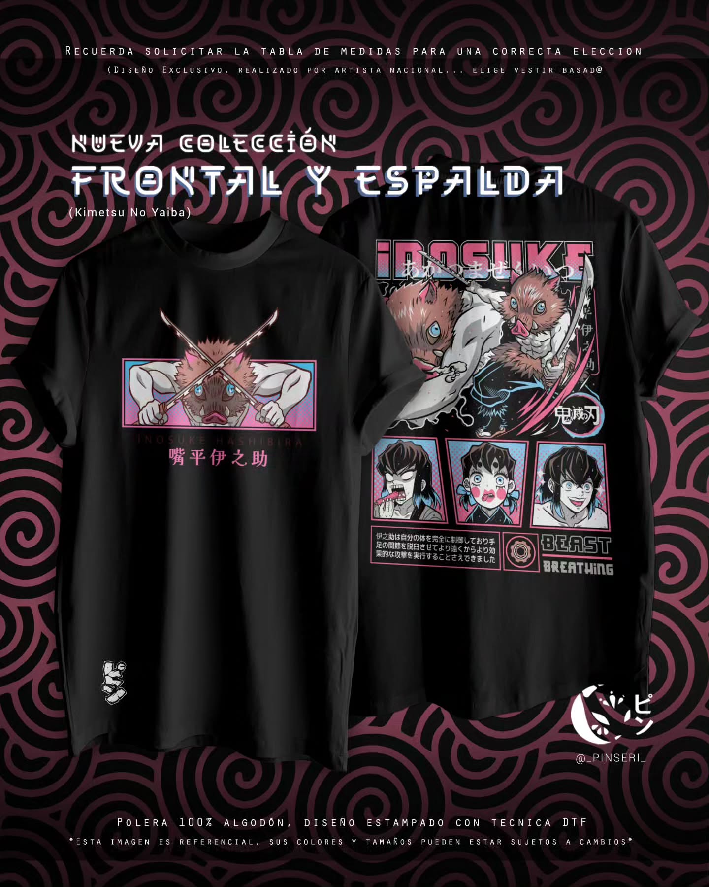 Diseño Inosuke - Kimetsu no Yaiba Frontal y Espalda