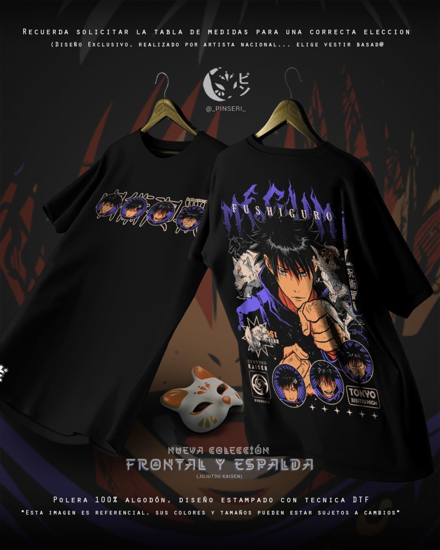 Diseño Megumi Fushiguro - Jujutsu Kaisen Frontal y Espalda