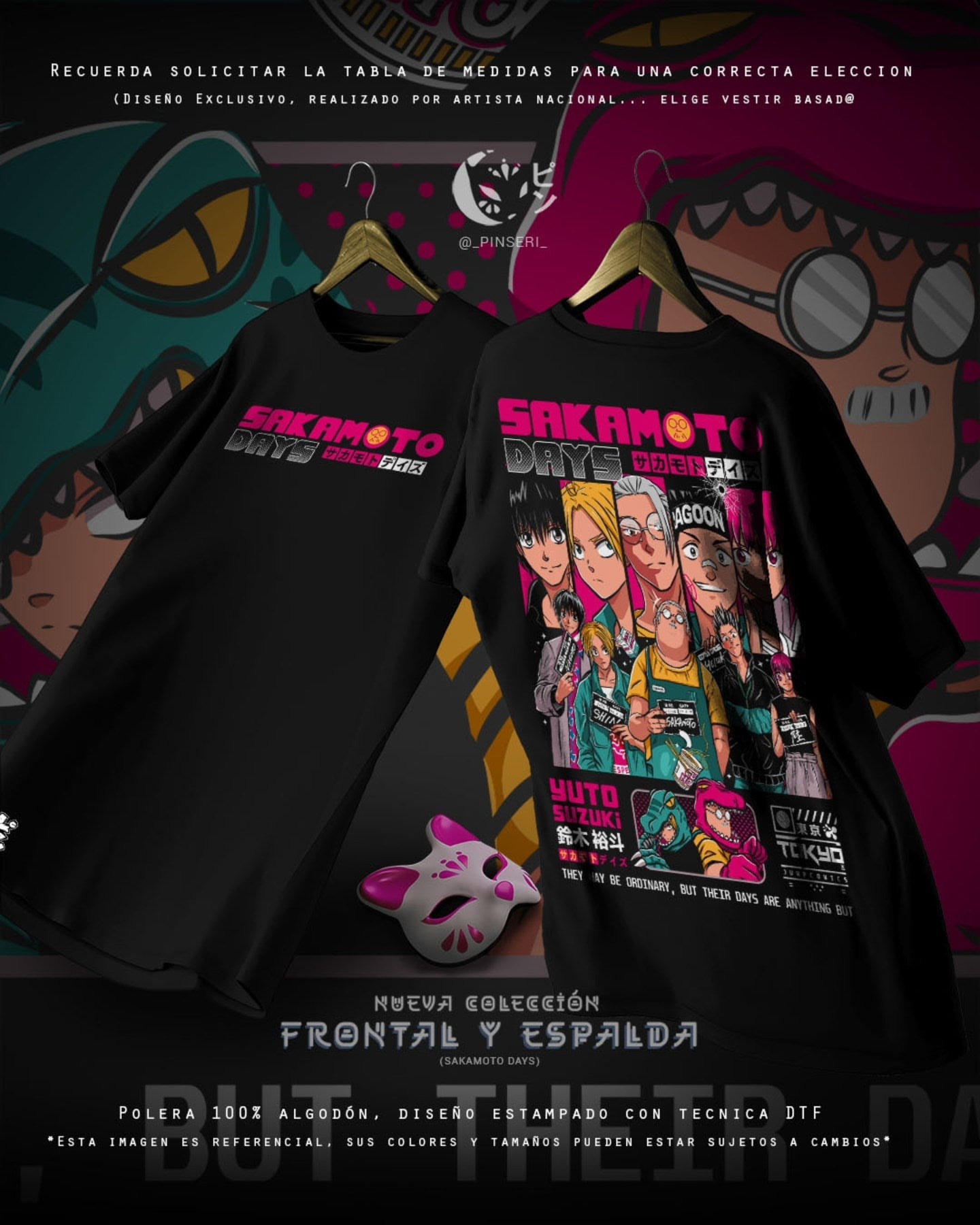 Diseño Continental - Sakamoto Days Frontal y Espalda