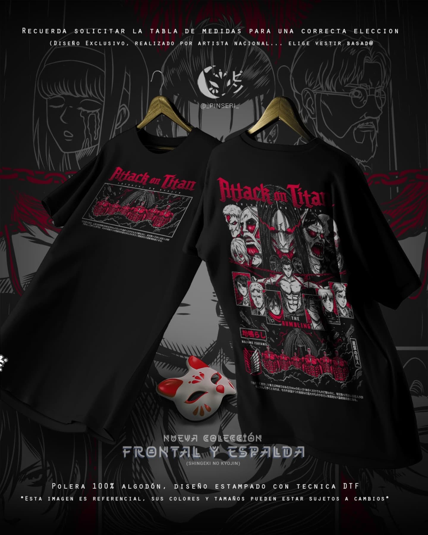 Diseño Rumbling - Shingeki no Kyojin Frontal y Espalda
