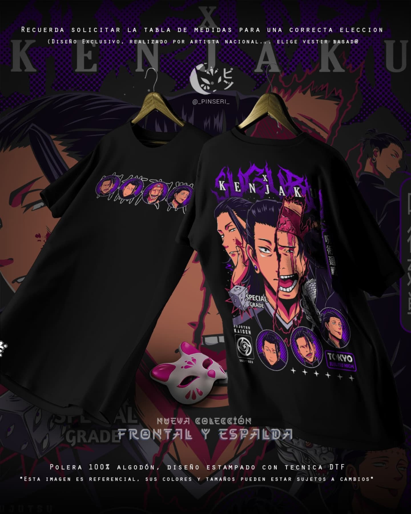 Diseño Getō / Kenjaku - Jujutsu Kaisen Frontal y Espalda
