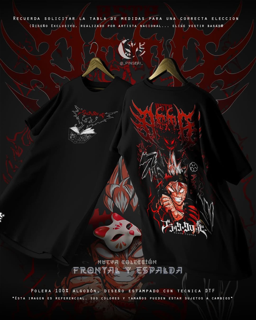 Diseño Asta 2.0 - Black Clover Frontal y Espalda