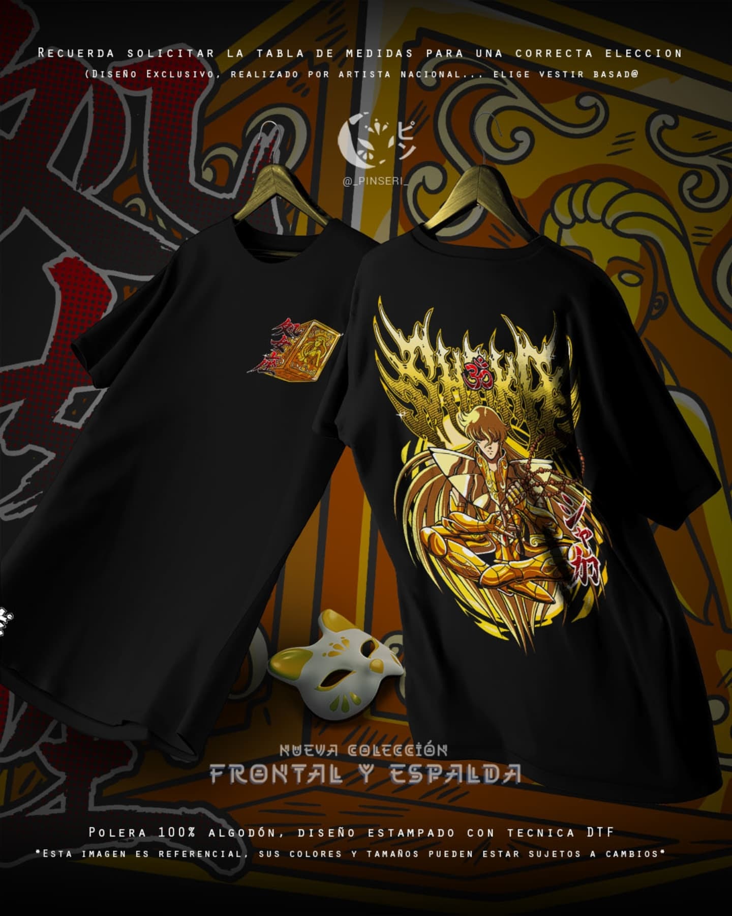 Diseño Shaka de Virgo - Los Caballeros del Zodiaco Frontal y Espalda