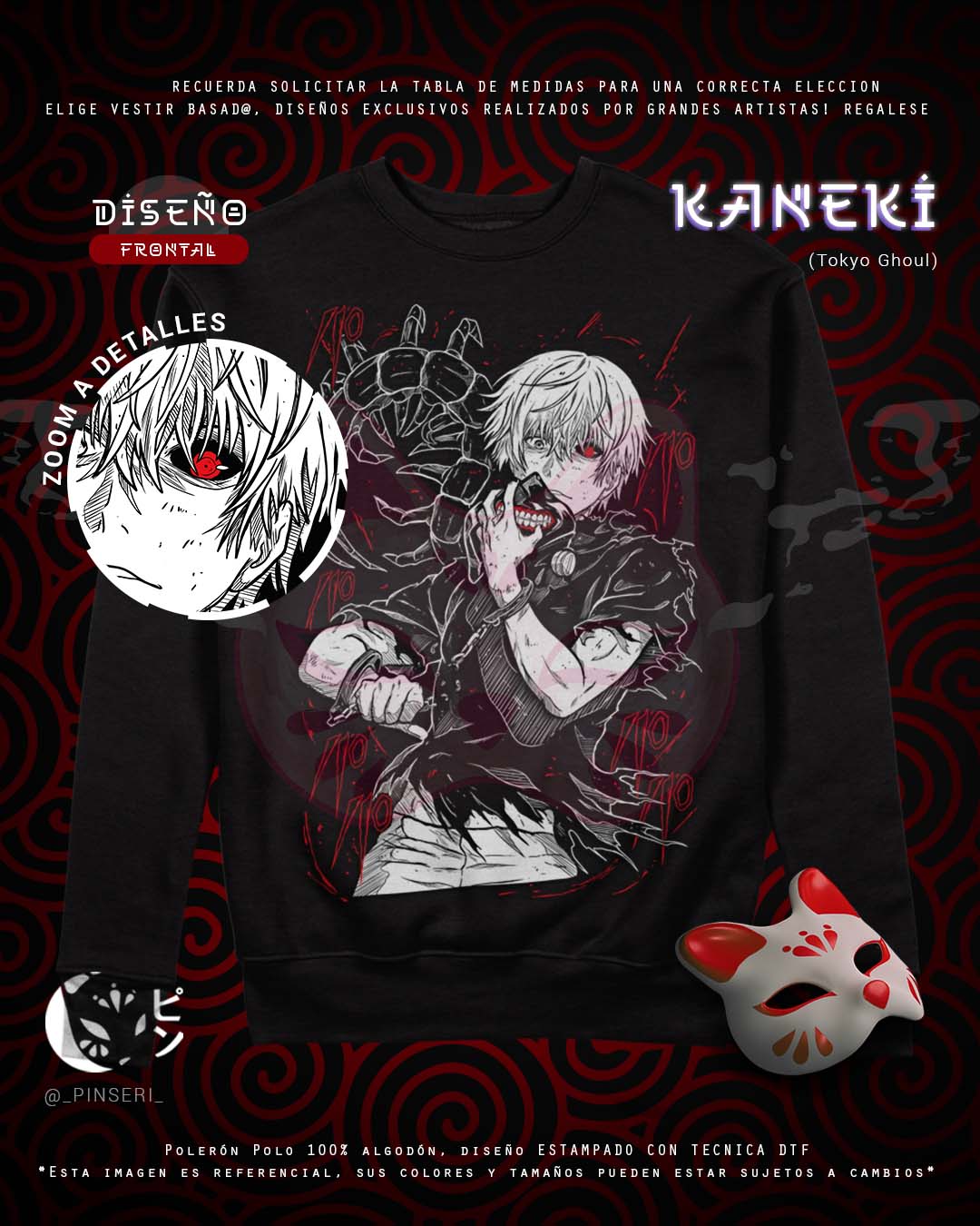 Polo Diseño Kaneki - Tokyo Ghoul Tradicional