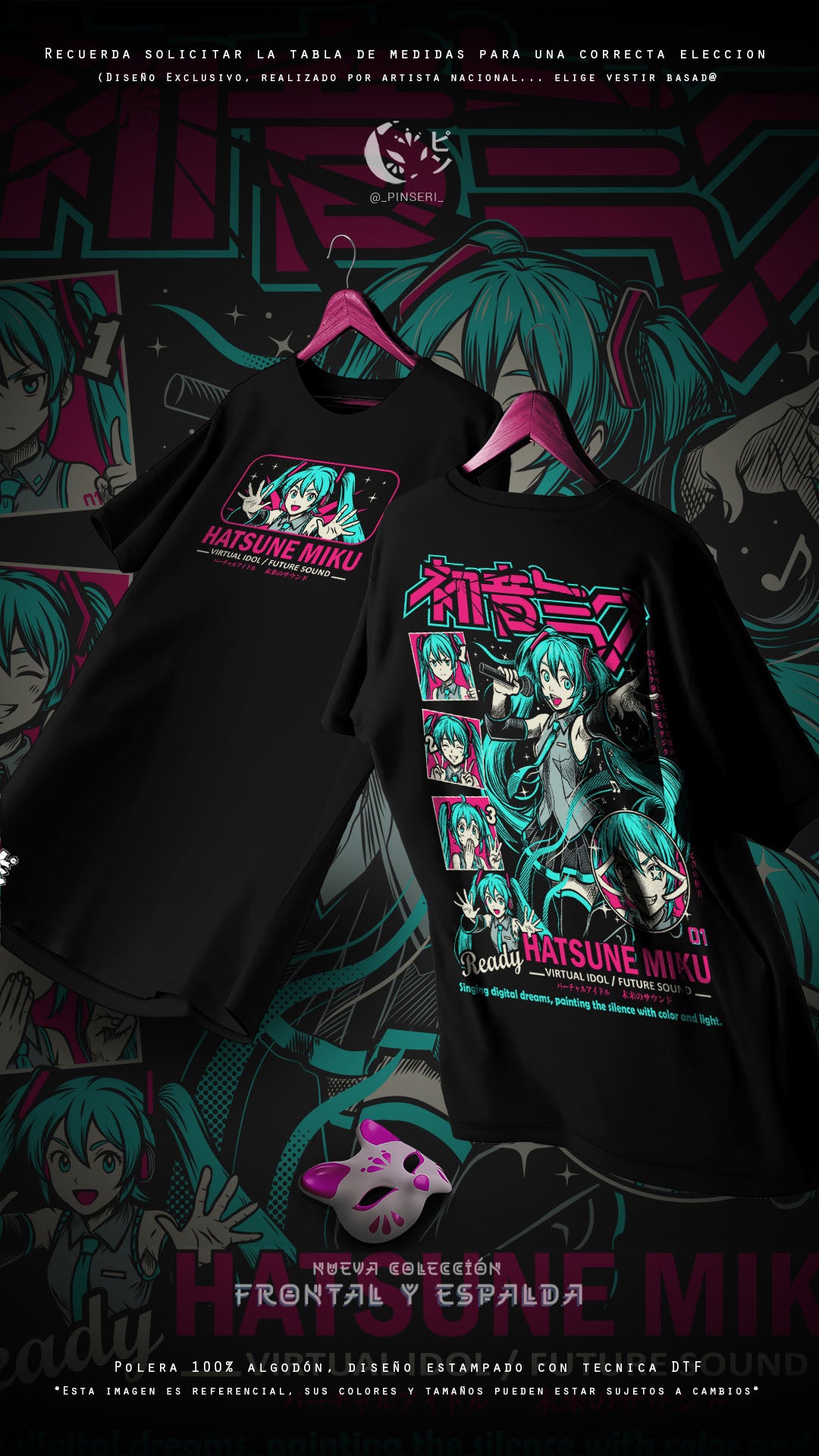 Diseño Hatsune Miku Frontal y Espalda