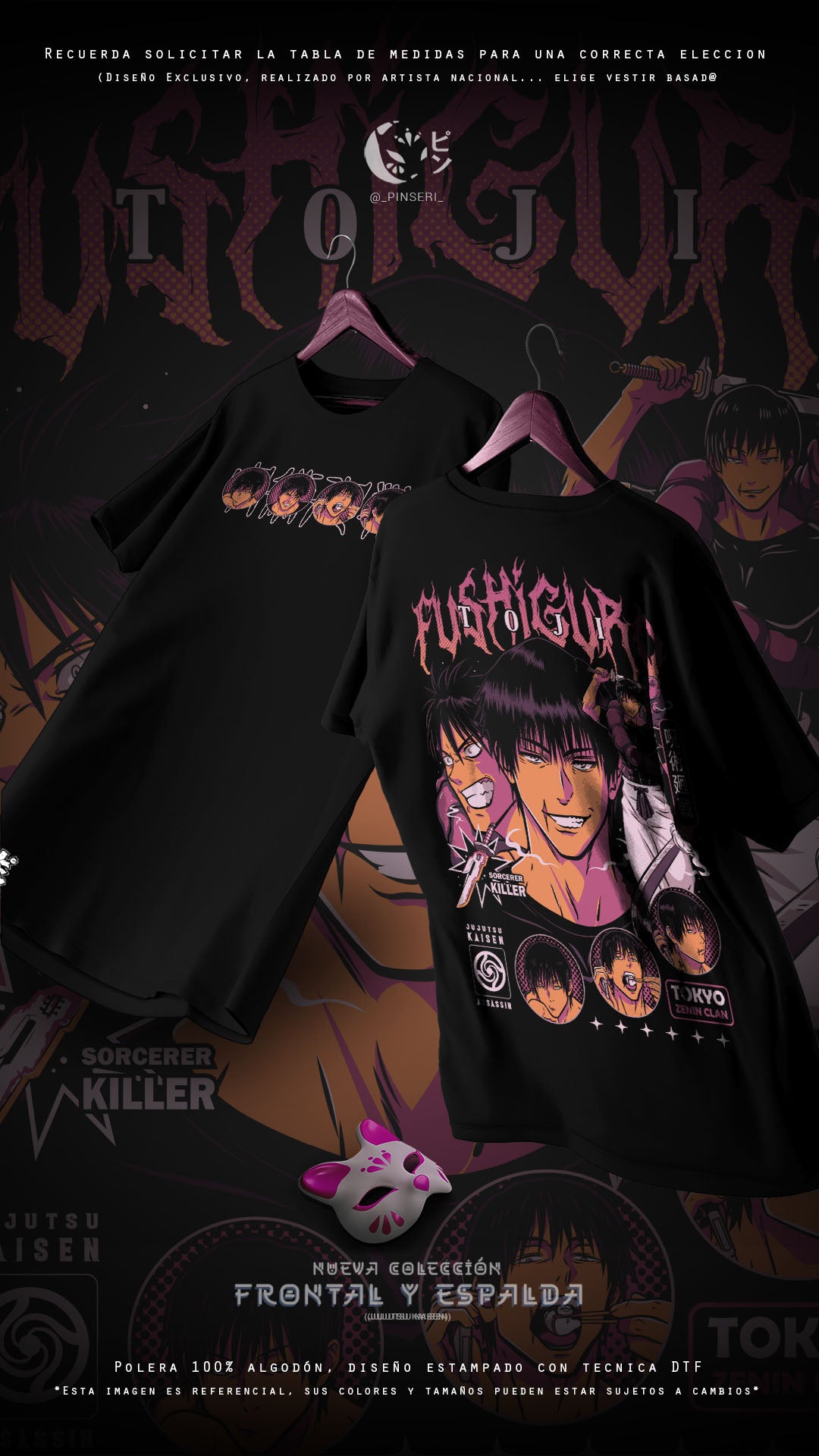 Diseño Toji Fushiguro - Jujutsu Kaisen Frontal y Espalda