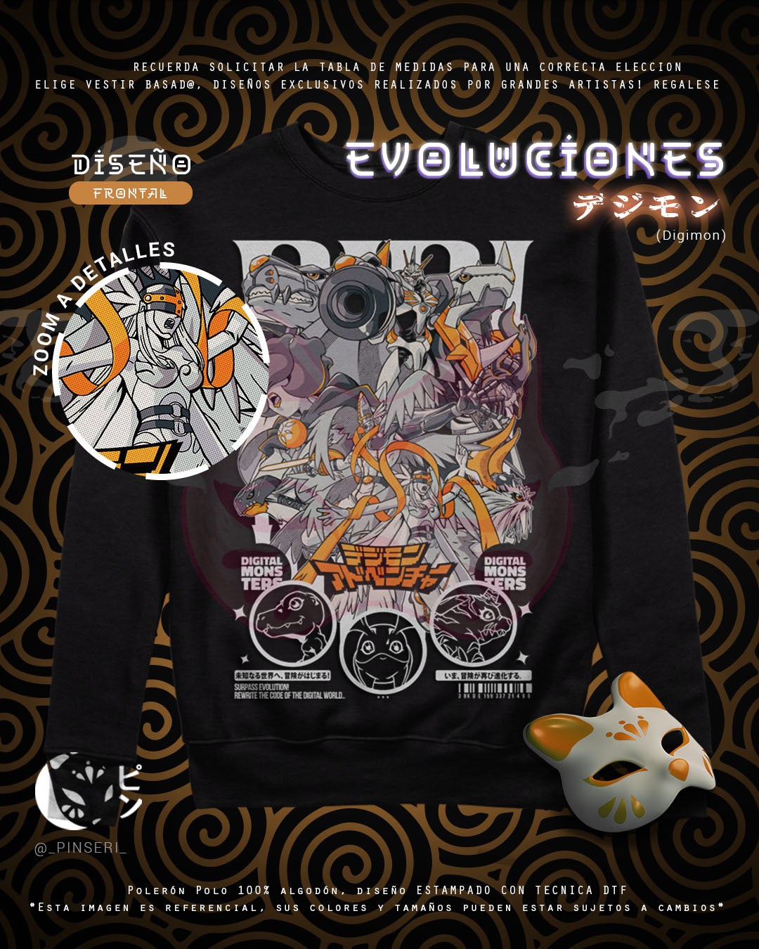 Polo Diseño Digimon Evoluciones Tradicional